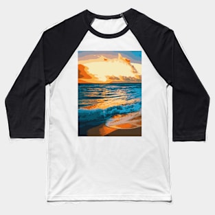 Pearl Beach Sunset - Landscape Baseball T-Shirt